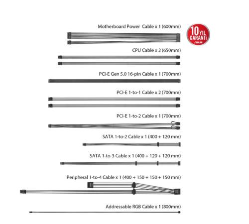 ASUS ROG STRIX AURA 1200W 80+GOLD GUC KAYNAGI (ROG-STRIX-1200G-AURA) - Power Supply ürünleri tekmarshop.com'da